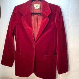 Vintage Club XIX Red Velvet Blazer Jacket Size 8